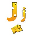 J, swiss vector Alphabet made of Cheese